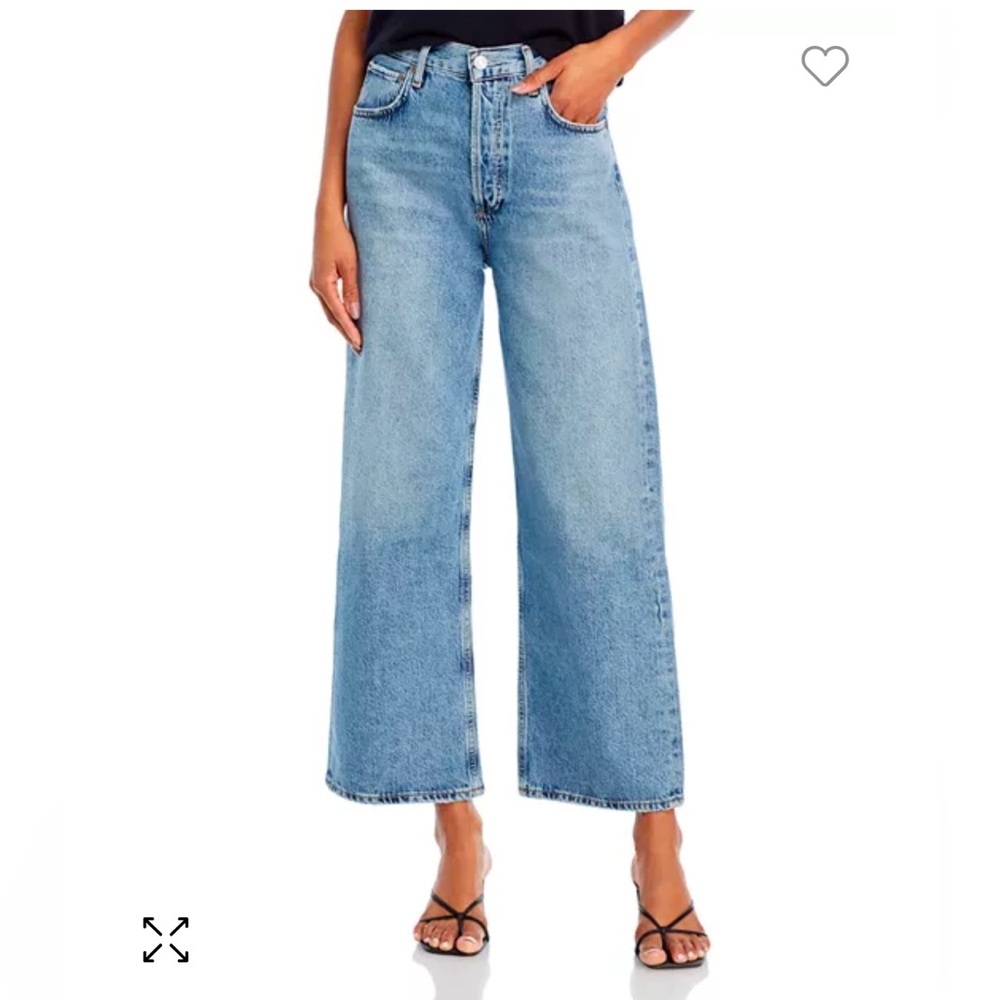 Agolde High Rise Wide Leg Jeans in Light Blue